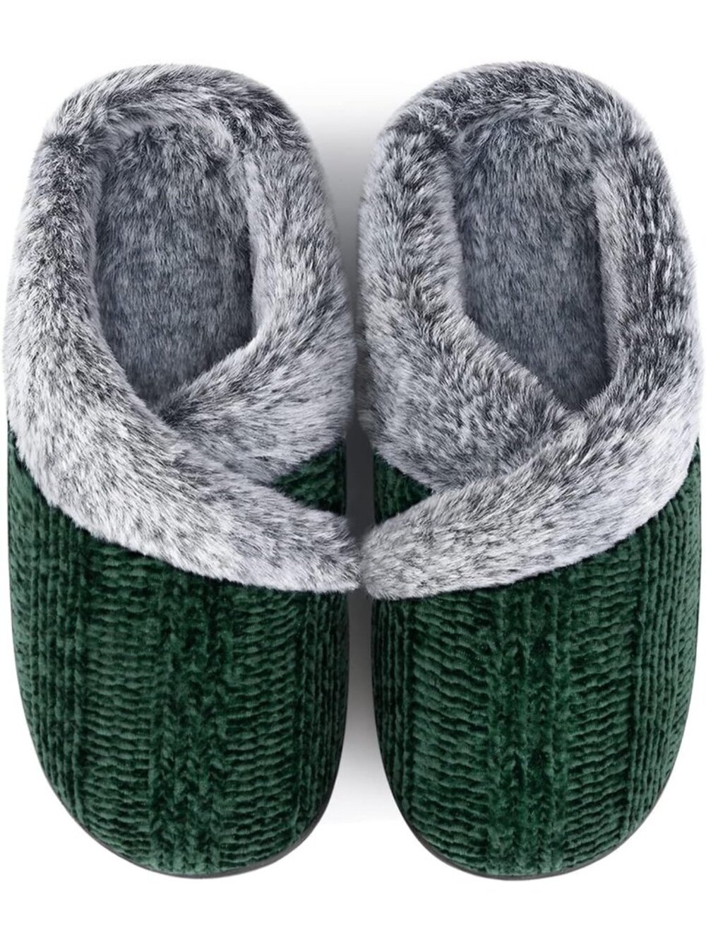 〽️Women's Green Slippers Closed Toe Winter Slip on No Heel Bedroom Home Shoes